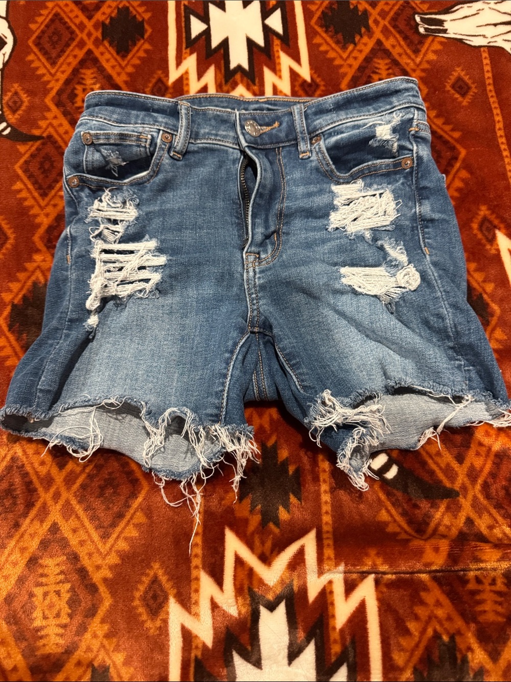 American Eagle Outfitters Distressed Denim Cutoff Shorts - Blue